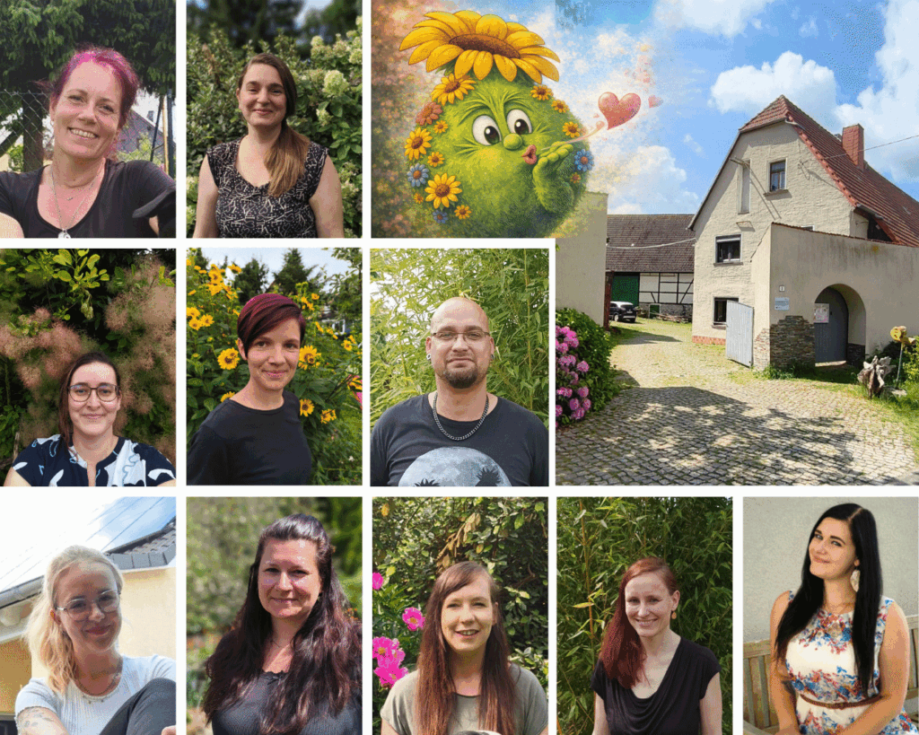 Collage des Teams und des Firmensitz in Bröhsen